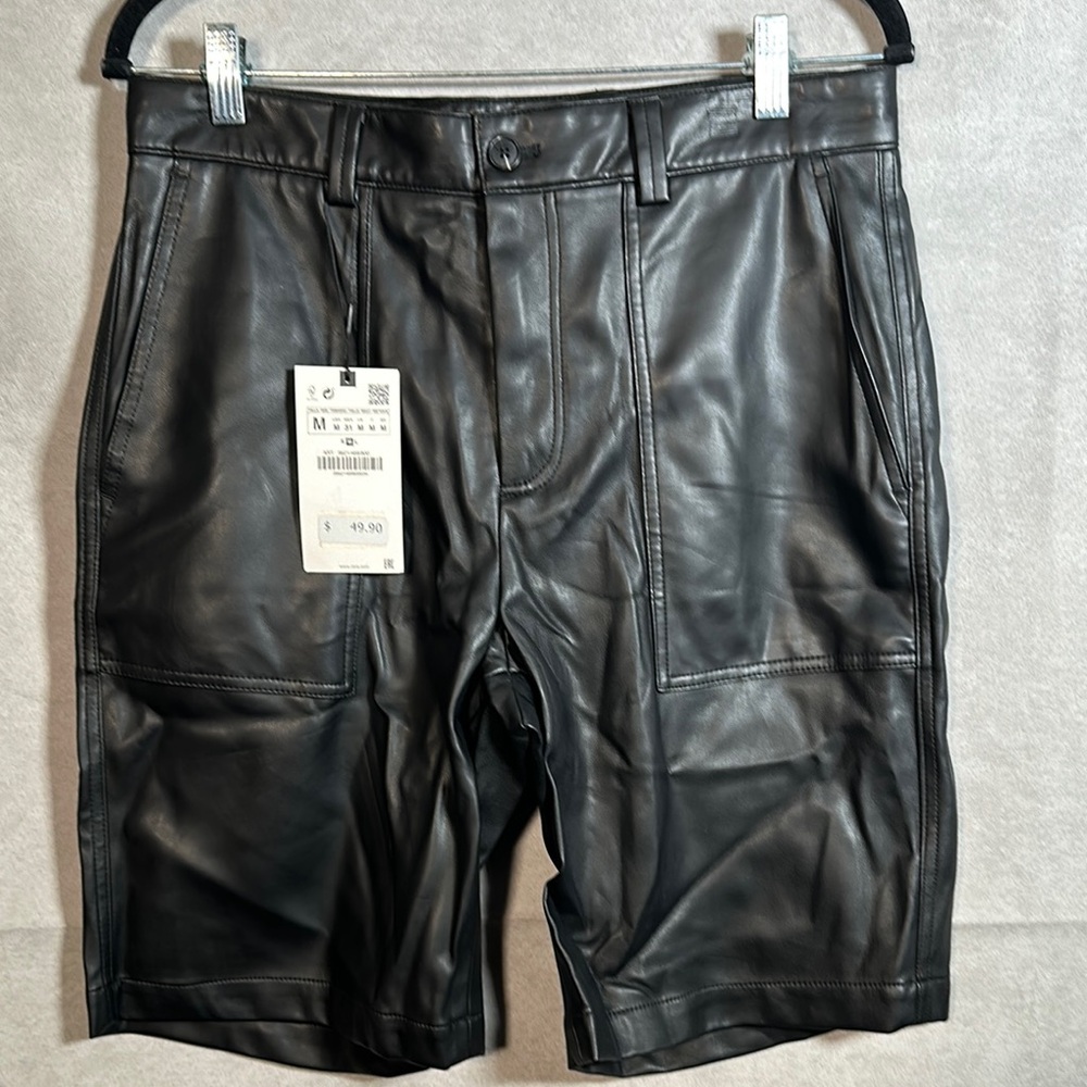 Zara Black Faux Leather Shorts